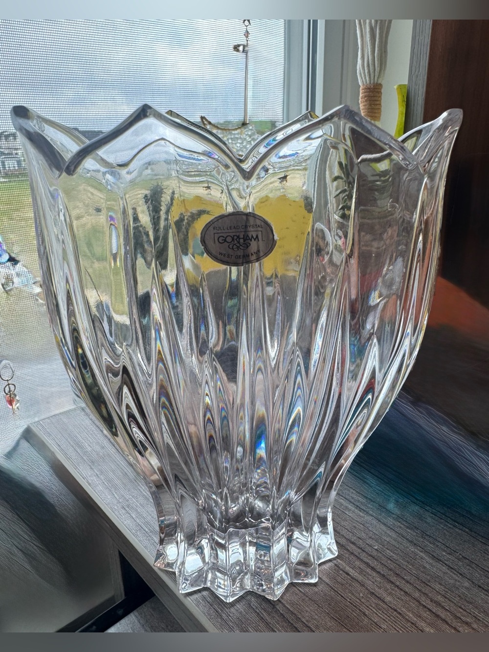 Vintage Gorham Lotus Crystal Vase 6" - West Germany Full Lead Crystal